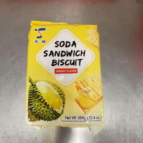 TKS SODA SANDWICH BISCUIT -DURIAN 天福夾心餅乾-榴蓮味