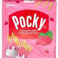 GLICO POCKY STRAWBERRY CREAM COVERED BISCUIT STICKS  固力高草莓味家庭裝