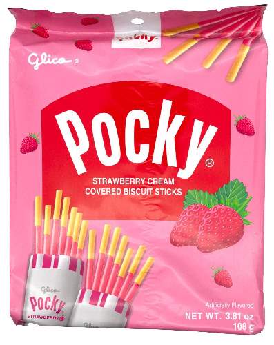 GLICO POCKY STRAWBERRY CREAM COVERED BISCUIT STICKS  固力高草莓味家庭裝