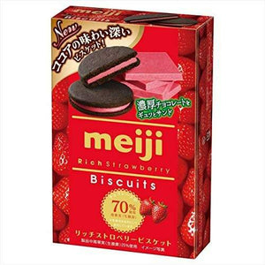 MEIJI RICH STRAWBERRY CHOCOLATE BISCUITS 美極黑巧克力草莓夾心餅乾